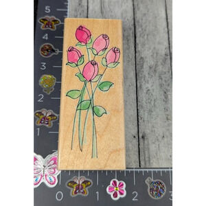 Hero Arts Delicate Rose Stems‎ Flowers H3280 Rubber Stamp Wood #L12